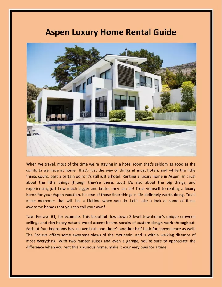 aspen luxury home rental guide