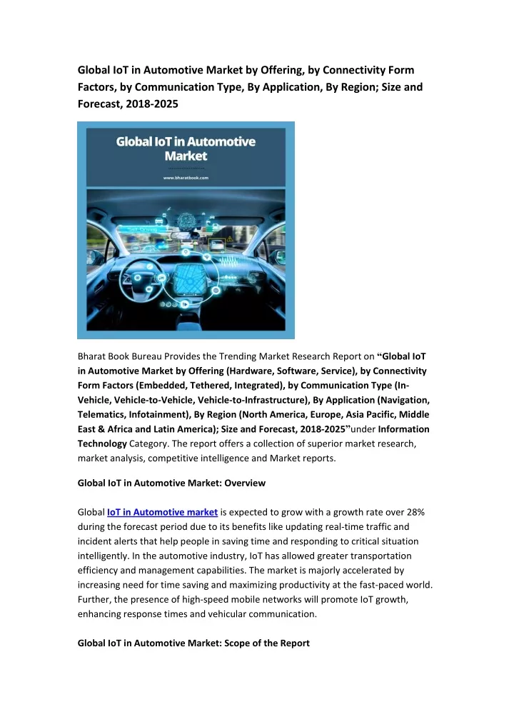 global iot in automotive market by offering