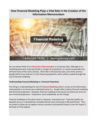 how financial modeling plays a vital role
