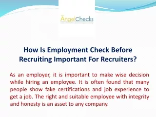 how is employment check before recruiting important for recruiters