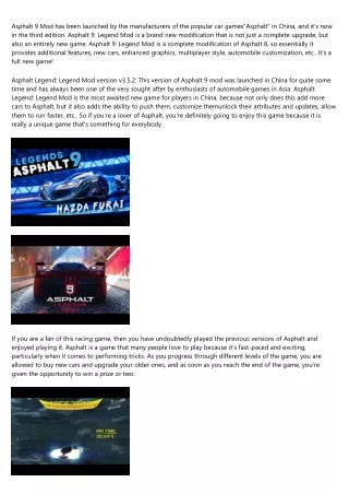 asphalt 9 mod has been launched