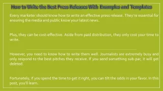 Write the best press releases with examples