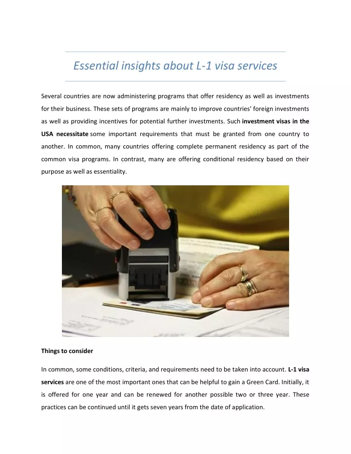 essential insights about l 1 visa services