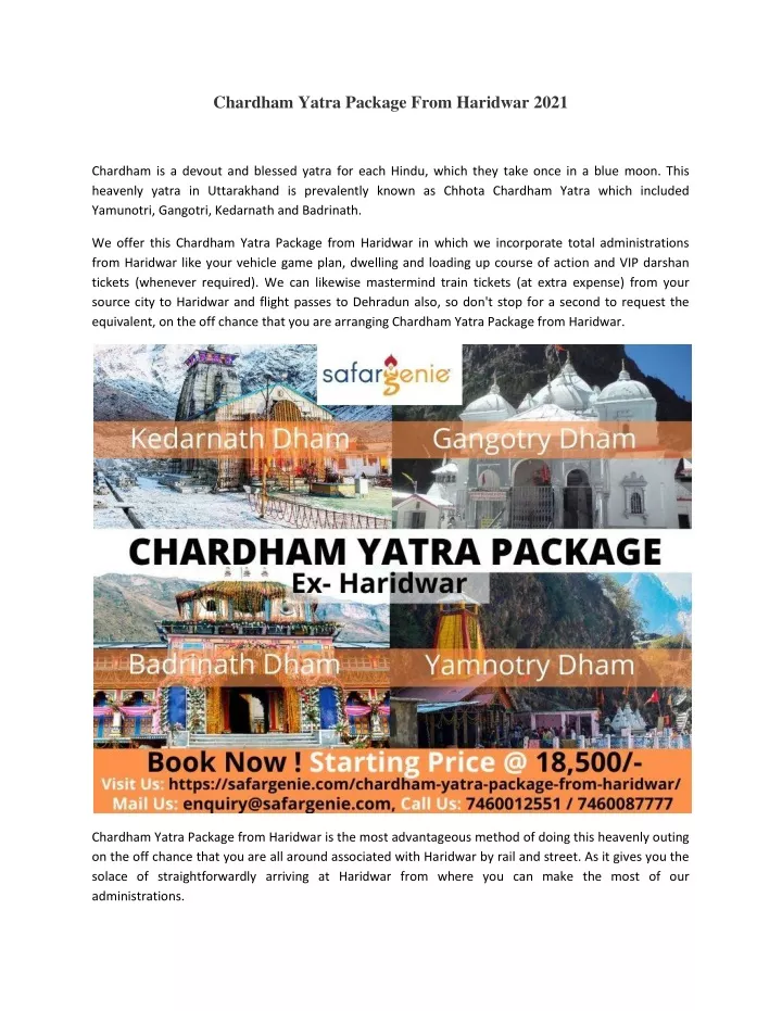 chardham yatra package from haridwar 2021