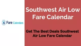 Southwest Air Low Fare Calendar