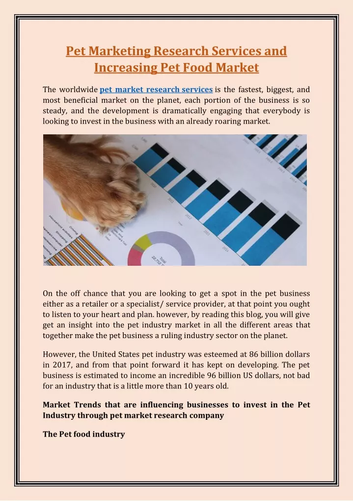 pet marketing research services and increasing