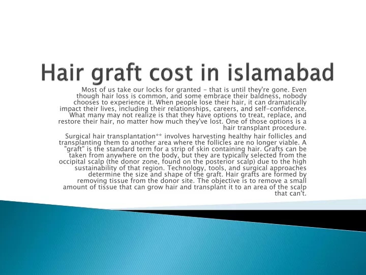 hair graft cost in islamabad