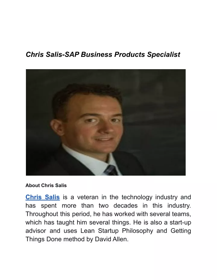 chris salis sap business products specialist