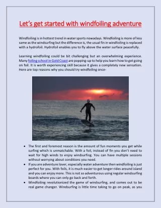 let s get started with windfoiling adventure