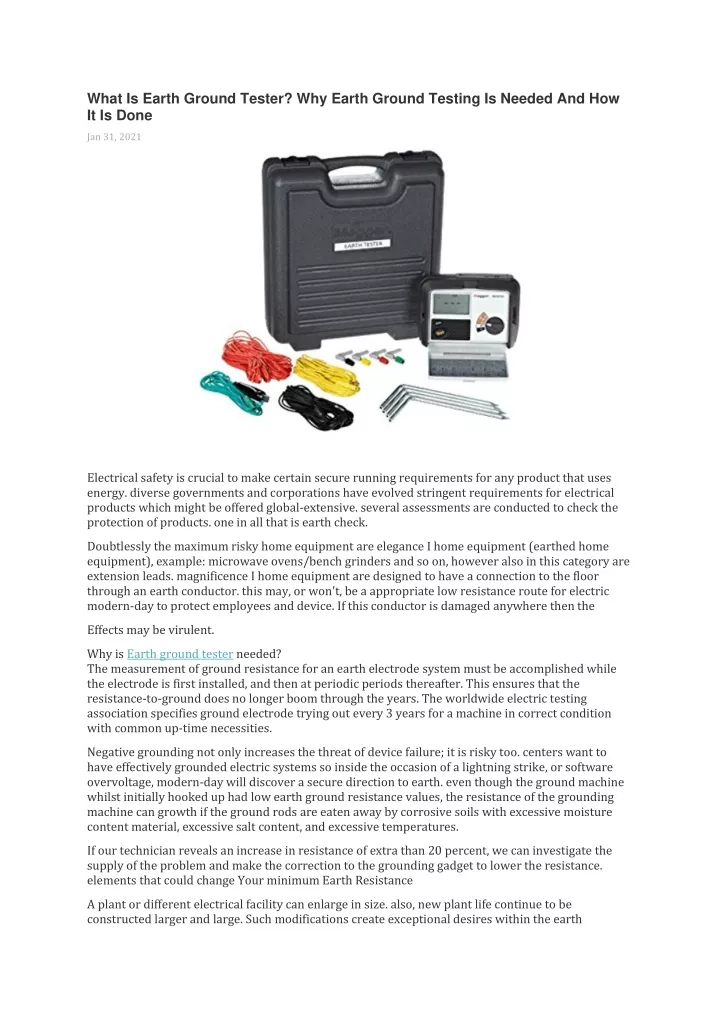 what is earth ground tester why earth ground