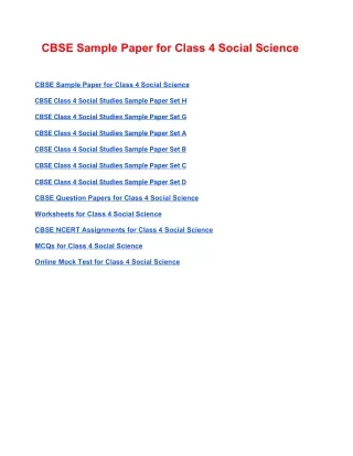cbse sample paper for class 4 social science