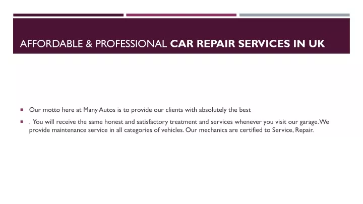 affordable professional car repair services in uk