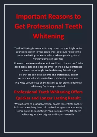important reasons to get professional teeth