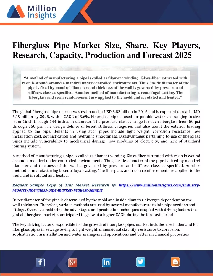 fiberglass pipe market size share key players