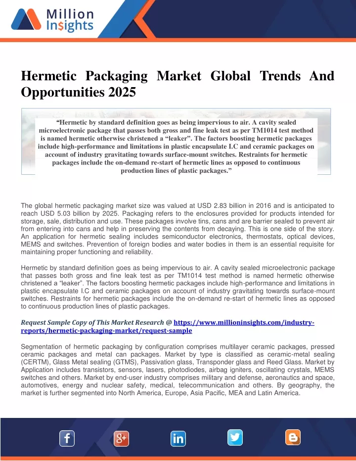 hermetic packaging market global trends