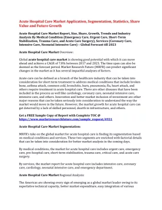 acute hospital care market application