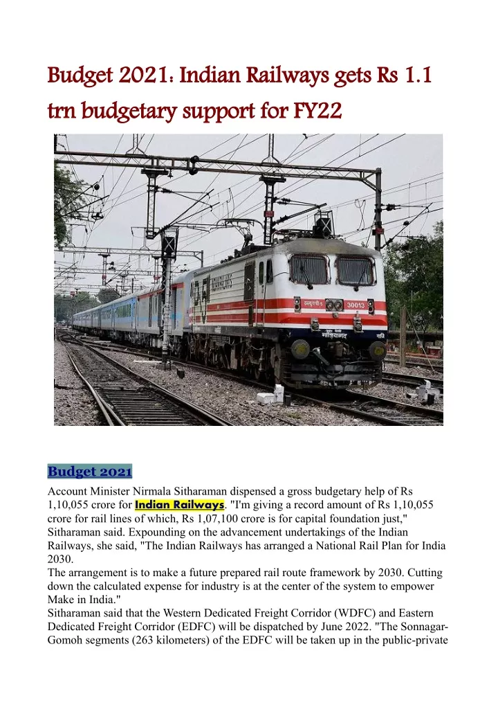 budget 2021 indian railways gets