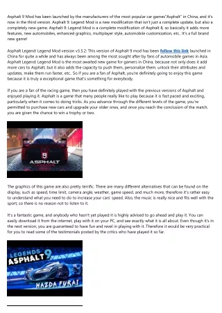 asphalt 9 mod has been launched