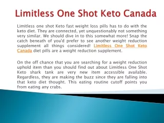 Limitless One Shot Keto Canada Diet weight Loss Pills!
