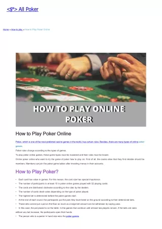 all poker