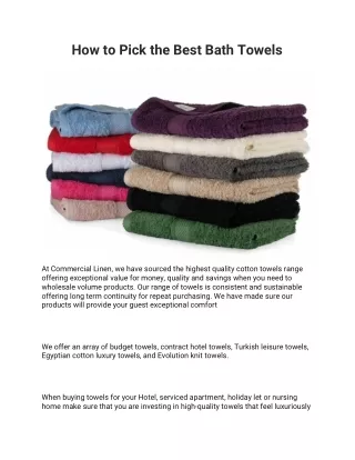 Pick Quality Bath Towels from Commercial Linen