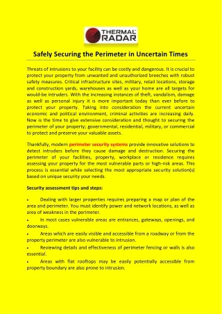 safely securing the perimeter in uncertain times