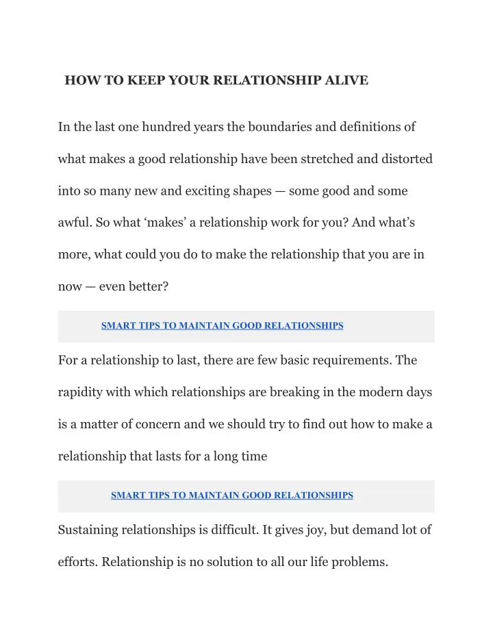 how to keep your relationship alive