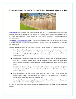 5 strong reasons for you to choose timber