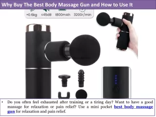 Why Buy The Best Body Massage Gun and How to Use It