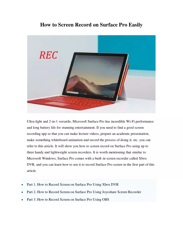 how to screen record on surface pro easily