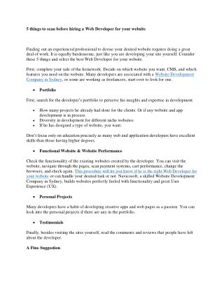 5 things to scan before hiring a web developer
