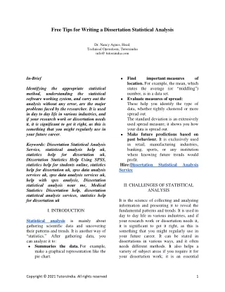 free tips for writing a dissertation statistical
