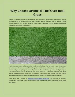 why choose artificial turf over real grass