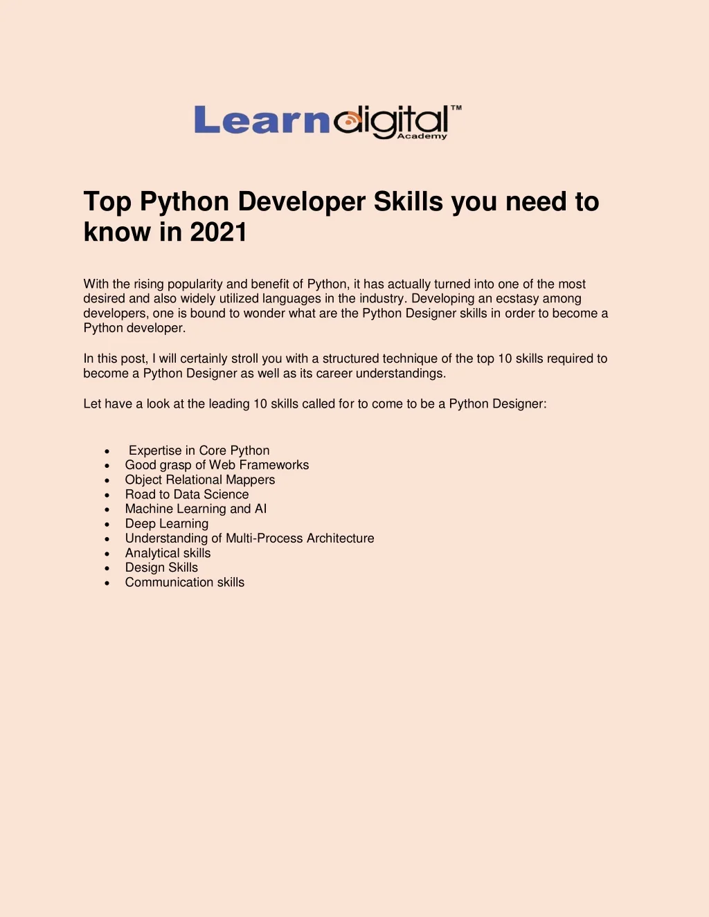 PPT - Top Python developer Skills you need to know in 2021 PowerPoint ...