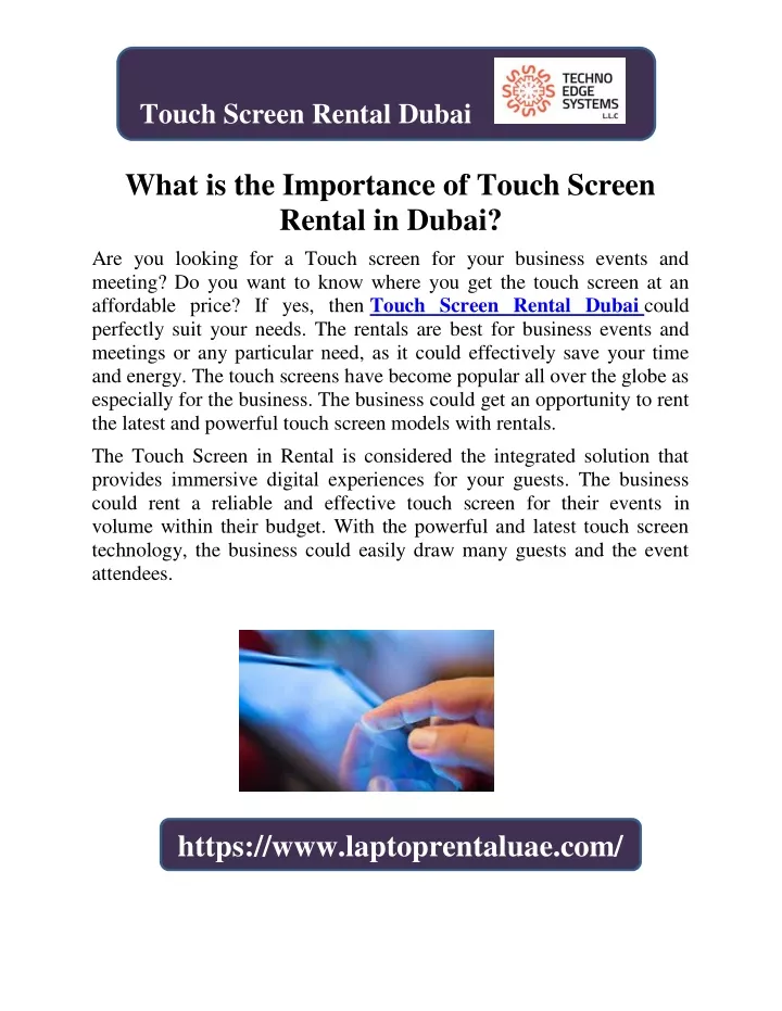 touch screen rental dubai