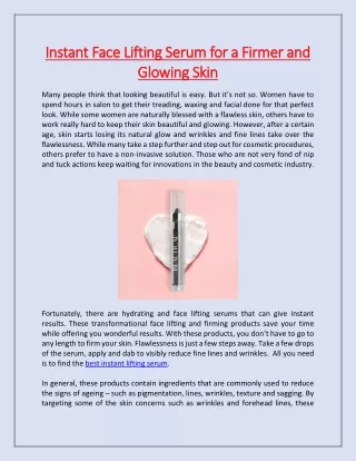 instant face lifting serum for a firmer