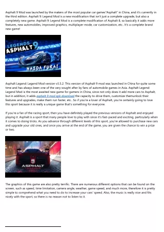 asphalt 9 mod was launched by the makers
