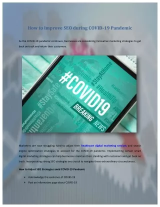how to improve seo during covid 19 pandemic