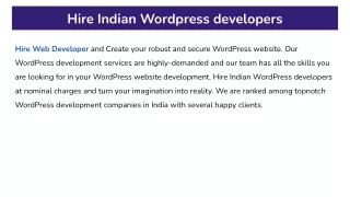 Hire Indian Wordpress developers