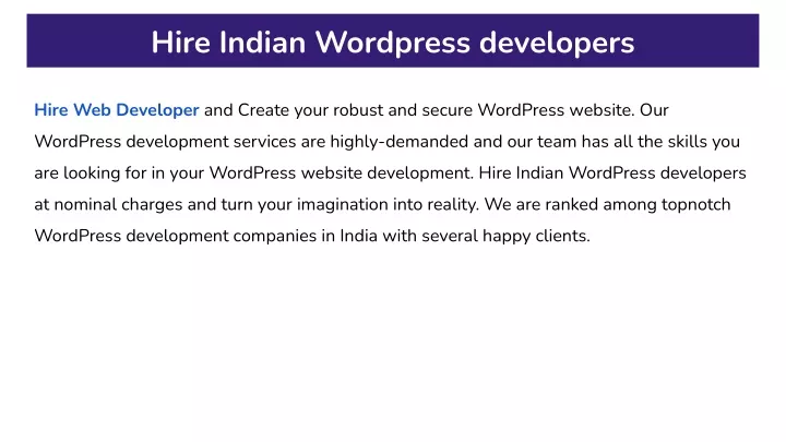hire indian wordpress developers