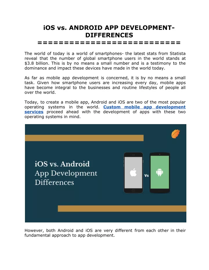 ios vs android app development differences