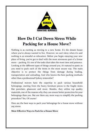 how do i cut down stress while packing