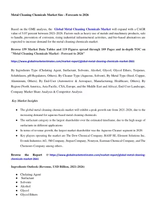 metal cleaning chemicals market size forecasts