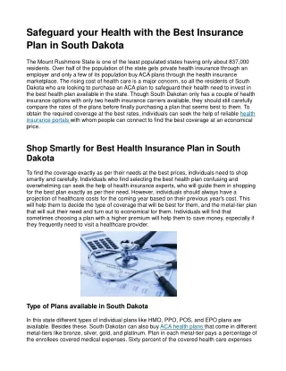 Safeguard your Health with the Best Insurance Plan in South Dakota