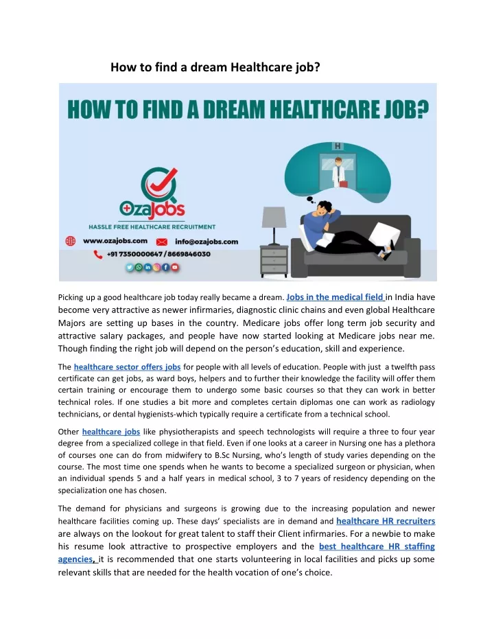how to find a dream healthcare job
