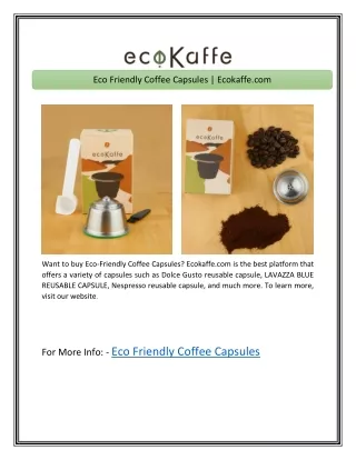 Eco Friendly Coffee Capsules | Ecokaffe.com