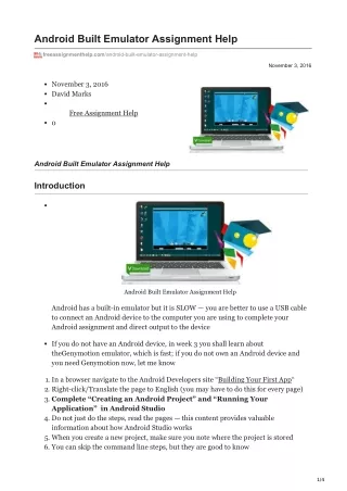 Android Built Emulator Assignment Help