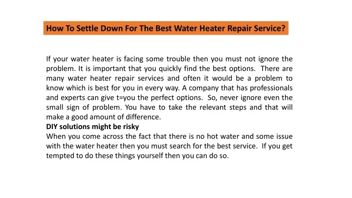 how to settle down for the best water heater