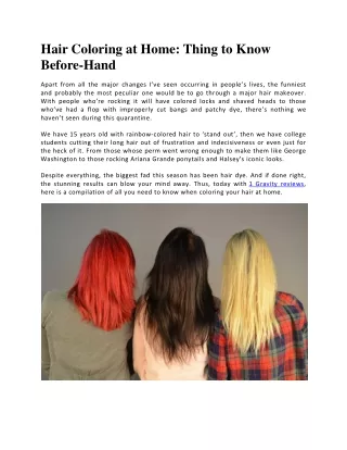 Hair Coloring at Home: Thing to Know Before-Hand