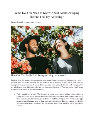 what do you need to know about adult swinging